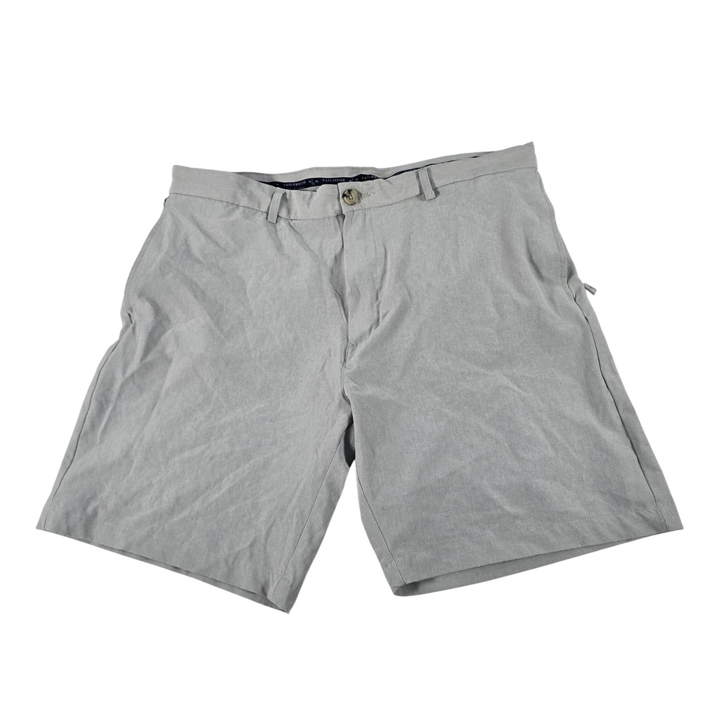 Tailorbyrd Collection Mens Gray Flamingo Embroidered Flat Front Shorts Size 36‎
